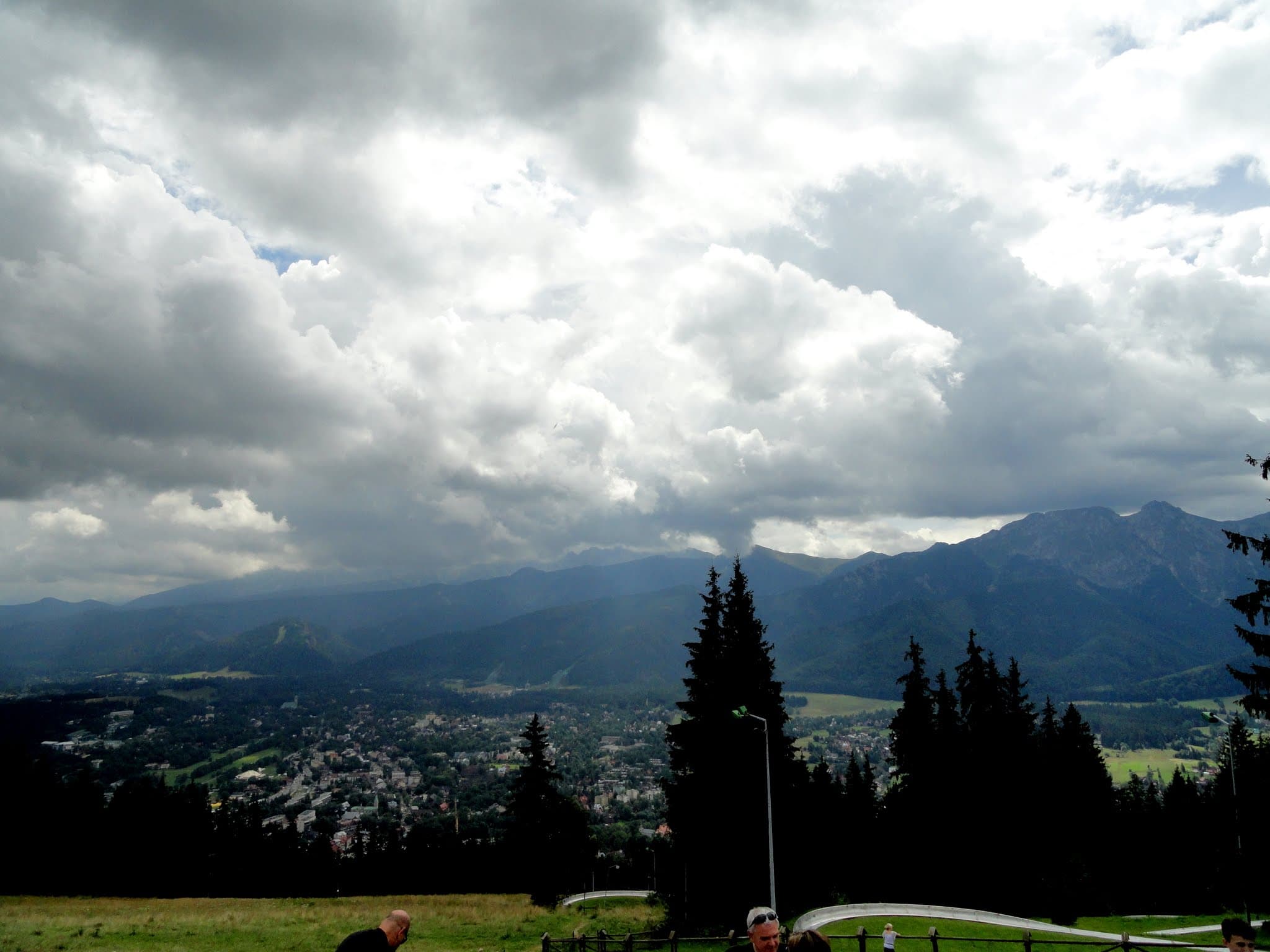 Alpine mountain landscape with dramatic peaks and valleys